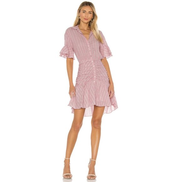 cinq a sept Dresses & Skirts - Cinq a Sept Ruched Stripe Asher Dress Pink NWT